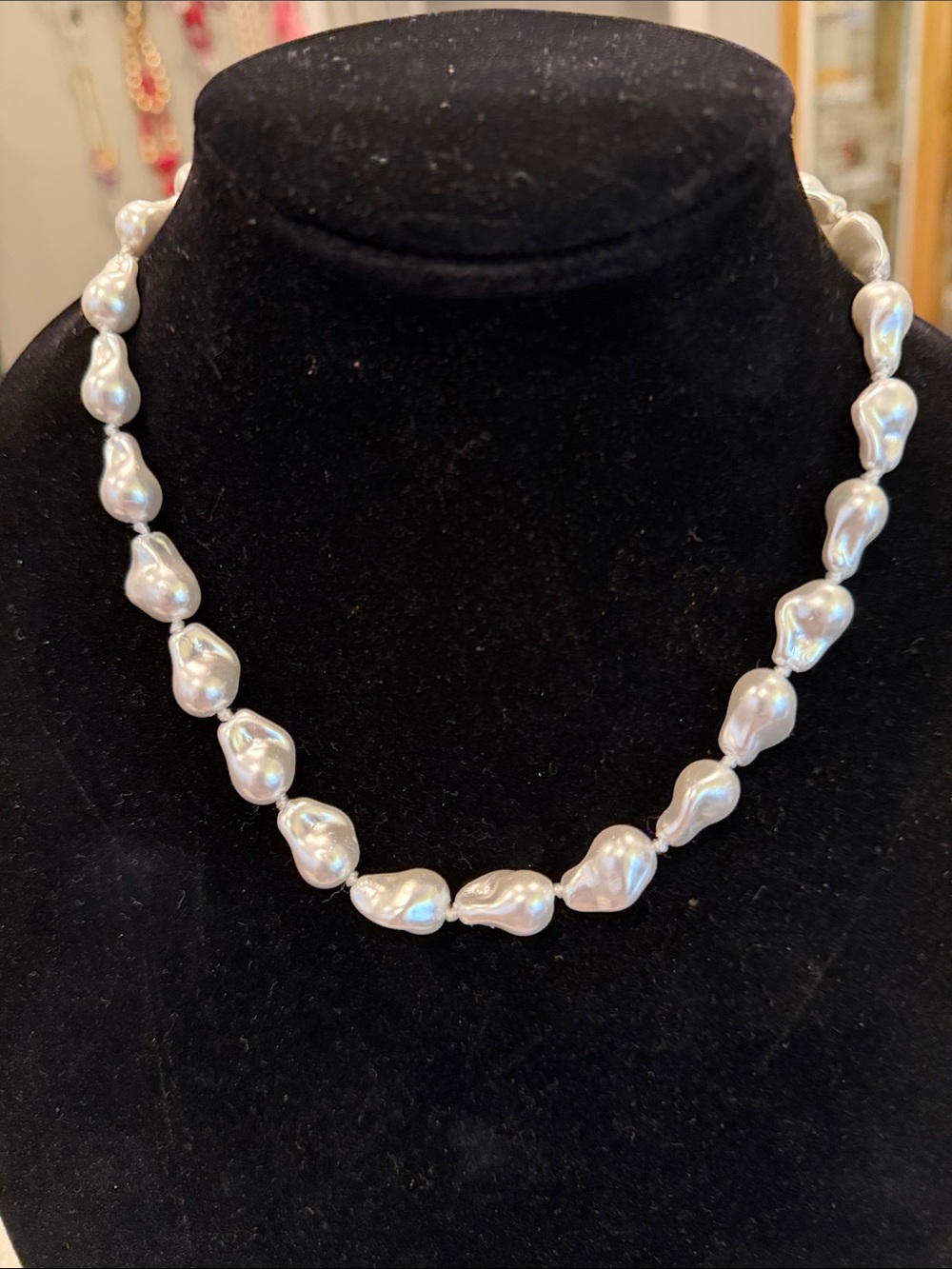Baroque Pearl Necklace - White Baroque Pearl Strand